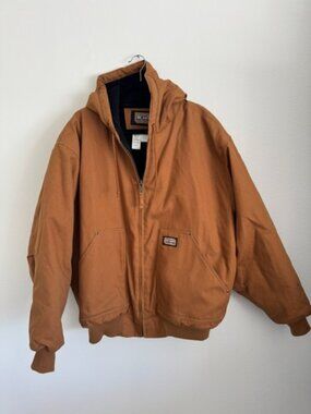 Vintage Big Smith Hooded Duck Canvas Insulated Jacket 2XL Reg Brown